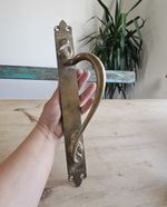 Antique Art Nouveau Solid Brass Large Heavy Door Handle Plate Original Vintage