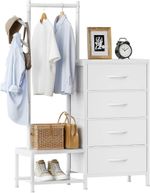 3 in 1 Chest of Drawers Bedroom 4 Fabric Drawers White 30x75.5x120cm