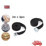Tie-Down Belt - 1M Cargo Straps for Bike Luggage - 3 Pack with Strong Ratchet