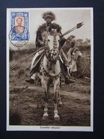 Postcard Ethiopia Cavalier Abyssin picture side franked - b12018