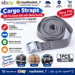 Cargo Straps - 2M Tie-Down Belt with Metal Buckle - Strong Ratchet for Luggage