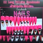 22 Hot Pink Long Stiletto Handmade Gel Press-on Nails 🐾 Vegan & Cruelty Free 🐾
