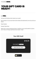 Fashion Nova £87 / $118 Gift Card/Voucher