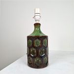 Vintage Mid-Century Modern Ceramic Table Lamp Green Lava Bottle MCM Geometric