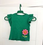 NEXT Girls Green Ribbed Ruffle Sleeve Flower Graphic T-Shirt Age 18-24 Months