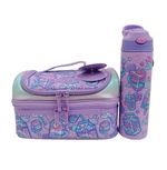 Smiggle Kid's Lunch Box & Stainless Steel Drink Bottle Lilac Cup Print New F1