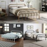 TEWIN WHITE HOSPITAL STYLE METAL BED FRAME BLACK-BRASS-WHITE SINGLE TO KING