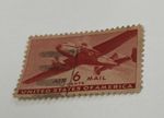 VINTAGE ~ AIR MAIL ~ Red 6 Cent Stamp 1940’s Plane Collectible