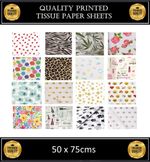 PATTERNED PRINT TISSUE SHEETS - GIFT WRAPPING PAPER LUXURY - ACID FREE 50x75cm