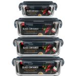 Glass Food Storage Containers with Lids Airtight Rectangle Strong
