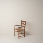 LAWRENCE NEAL Oak Child's Ladderback Armchair, Rush Seat, Arts & Crafts