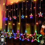 Christmas Decoration Curtain Lights String Xmas Party Window Plug in 12 Star