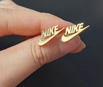 Nike Swoosh Gold - Plated Metal Stud Earrings, Pair, For Men or Women