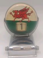 Vintage metal perpetual desk calendar. Welsh Wales souvenir 