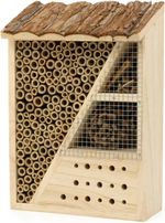 Wooden Insect Hotel Home Hanging Bug House with Bark Roof Natural Garden Decor
