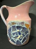 Vintage US Navy Decorated Mosaic Style Aluminum Water Pitcher USN IPA Co WW2