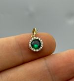 Solid 9ct Yellow Gold Green Emerald Charm Round Pendant Only 375 STAMP NEW