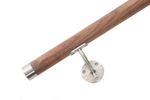 Handrail Stair Rail Walnut Round with Stainless Steel Round Brackets & Flat Ends
