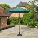2.4m Wooden Garden Parasol 36mm Green Umbrella Large Furniture Canopy Polyester 