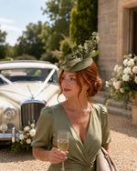 Fascinator sage green squiggle- Headband Clip Weddings Races Ascot