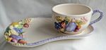 Soup Bowl Cup & Sandwich Plate Raised Fruit design