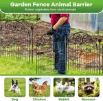 10 x Garden Fence with Gate No Dig Rustproof Metal Fencing Border Animal Barrier