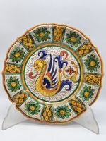 Deruta Pottery Plate Italy Hand Painted Bird Flowers Majolica Decorative Plate Vintag