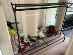 Black Metal Freestanding Clothes Rail Garment Rack with Shelf and Wheels