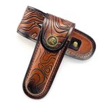 1pc Leather Folding Pocket Knife Sheath Case Holster Embossed Knives Pouch Retro