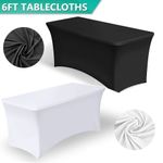 4FT, 6FT, 8FT Rectangular Stretch Tight Folding Table Cover Trestle Table Cloth