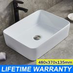Bathroom Hand Wash Sink Basin Counter Top Ceramic Countertop White Rectangular