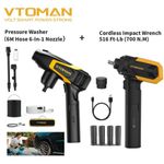 VTOMAN Portable Cordless Pressure Washer Bonus Impact Wrench With Jump Starter
