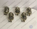 Nautical Wall/Ceiling Bulkhead Aluminum & Brass Ship Oval Antique Light Set of 5