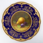 ANTIQUE COALPORT HAND PAINTED SOFT FRUIT CABINET PLATE BY F. HOWARD