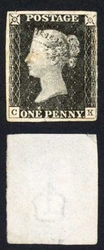 Penny Black (CK) Plate 1b Cleaned to appear un-used (tiny fault at base and cre