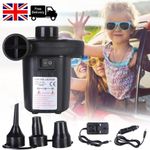 Electric Air Pump Inflate Deflate 110-240V DC12V Car Home Airbed Pool 3 Nozzle