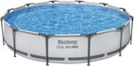 BW56416GB-21 Steel Pro round Frame Swimming Pool with Filter Pump, Grey, 12 Ft