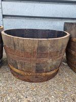 2x HOGSHEAD very LARGE Half Whiskey Barrel Oak Planter Wooden Flower Garden Pot