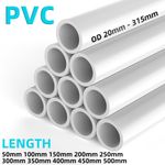 20-315mm White PVC Round Tube / Rigid Pipe Length 5cm - 50cm Durable Plastic