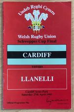 1985 CARDIFF v LLANELLI programme - WRU Schweppes Cup Final
