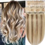 One Piece Clip In Remy Human Hair Extensions Highlight Thick 3/4 Full Head Weft