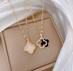 Luxury Gold Pendant Necklace Clover Stones Mother of Pearl Jewelry Gift Her