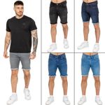 Mens Denim Shorts Enzo Casual Cotton Stretch Slim Fit Denim Half Pants 30W-40W