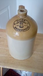 VINTAGE " FITCH " THE BREWERY ,BROMSGROVE . STONWARE FLAGON