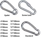 Galvanised Carabiner Clips Snap Hooks HEAVY DUTY Key Chain Rings 4mm-15mm Strong