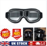 Retro Motorcycle Motorbike Aviator Goggles Glasses Vintage Outdoor Leather UK