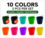 42L Flexi Tub Bucket Set of 3, Heavy Duty Plastic Garden Tub, 10 Colours