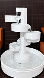 Modern White Tiered Cascading Waterfall Fountain, Freestanding, 240V 30W