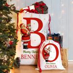 Personalised Santa Initial Sack Christmas Present Bag Kids Xmas Stocking NS076Z