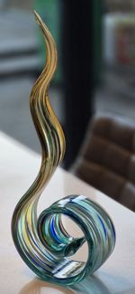 Sublime Murano Organic Freeform Art Glass Murano Multi Coloured Spiral Sculpture